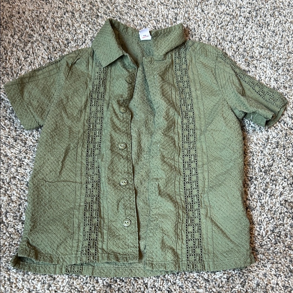 Old Navy Olive Button-Down Shirt for Kids